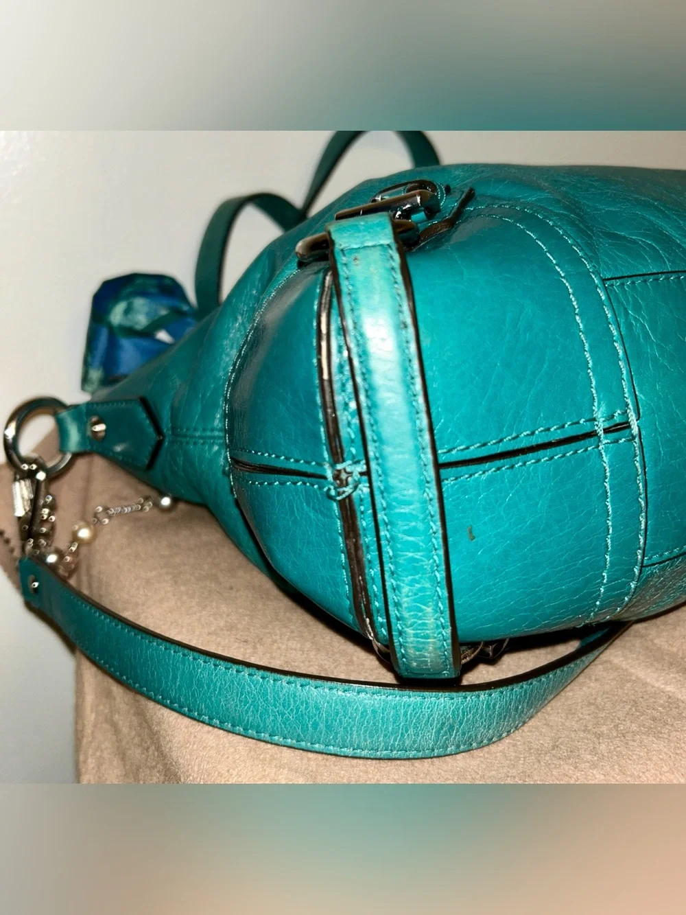 Michael Kors Fallon Medium Satchel in Turquoise/Aqua Color-way.